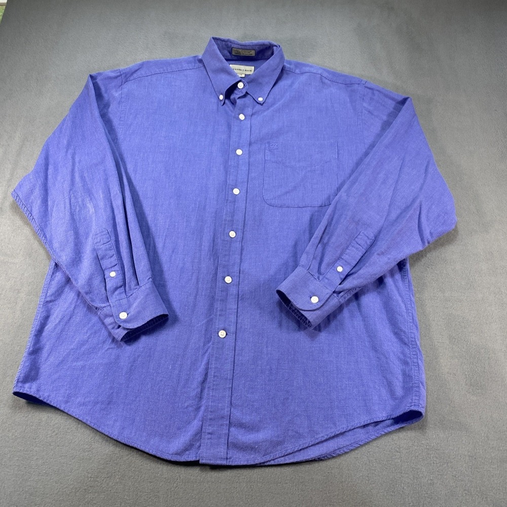 Cutter & Buck Men's Blue Polplin Button Up Long Sleeve Large Travel Preppy